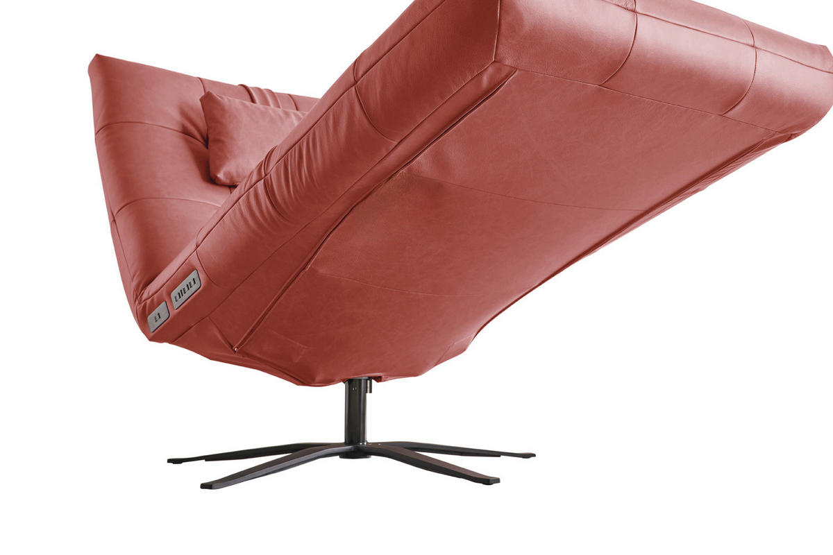 RELAXLIEGE LETICIA Rot Leder - Rot/Schwarz, Leder/Metall (82/115/156cm) - KAWOLA