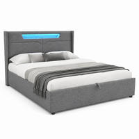 POLSTERBETT mit Matratze, LED und USB 140x200 cm Leinen Grau - Grau, Metall (140/200cm) - Meubliv