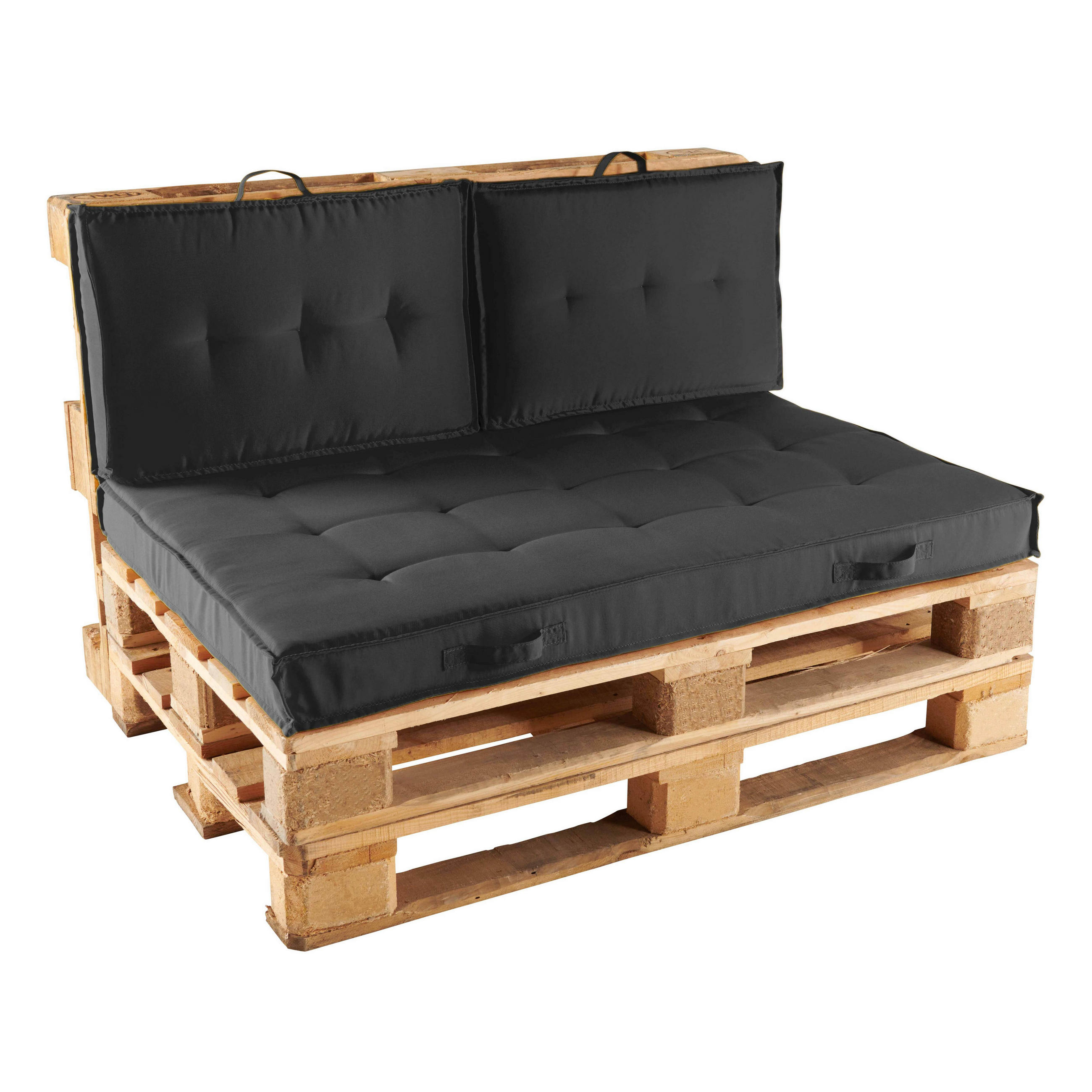 GARTEN-LOUNGESOFA aus Paletten, inkl. Sitzkissen, Grau - Grau, Holz (60/80/60cm) - Oviala