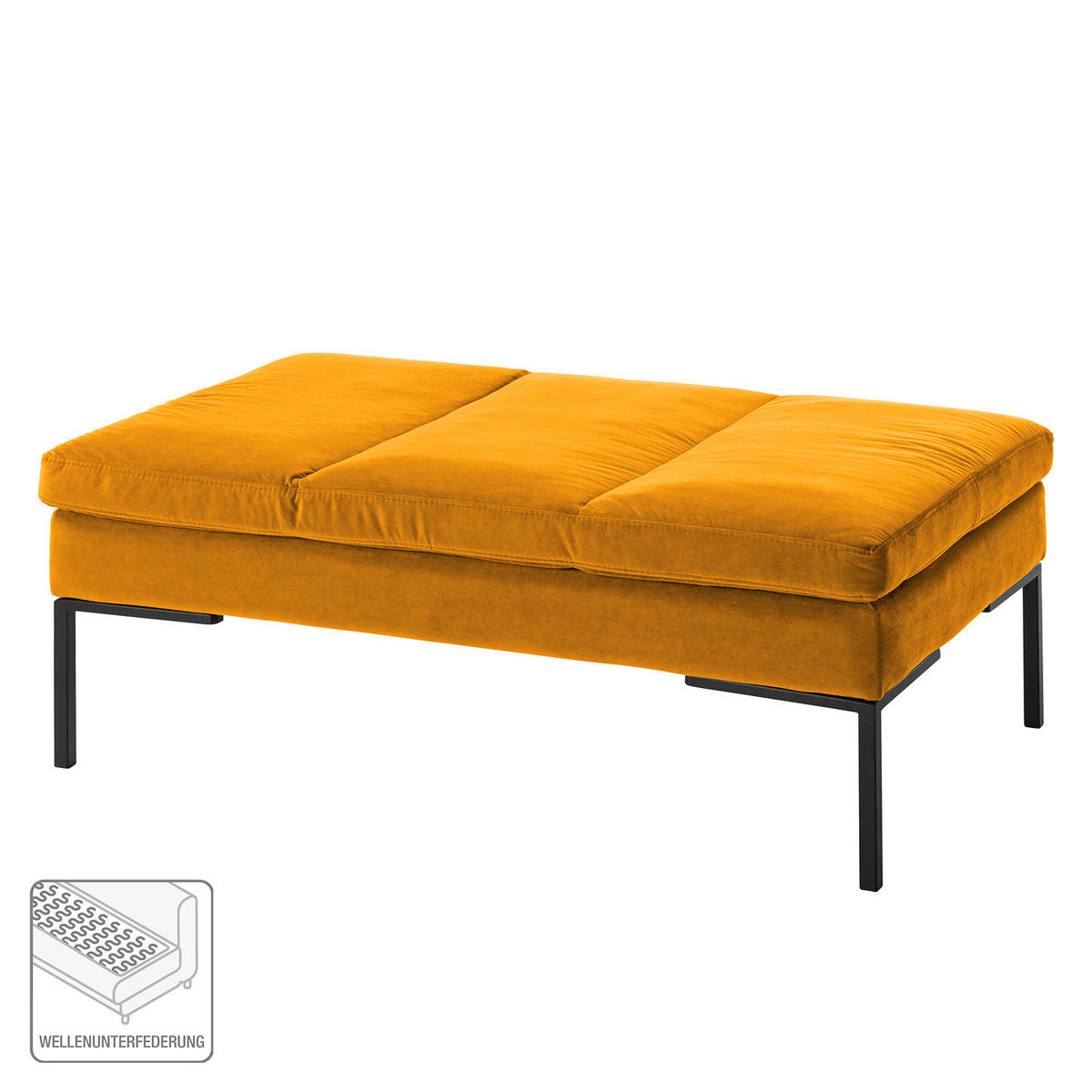 POLSTERHOCKER - Chromfarben/Gelb, Textil/Metall (108/40/69cm) - home24