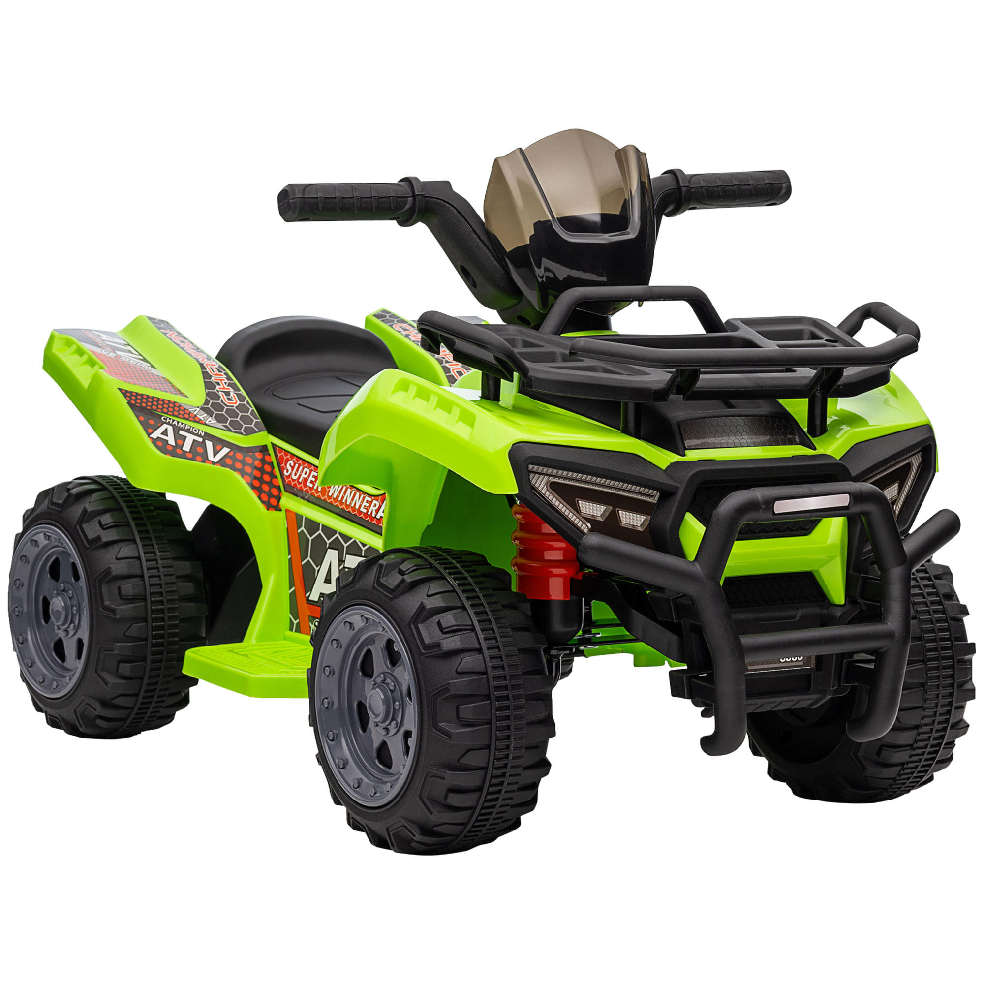 MINI ELEKTRO-QUAD KINDER, Schwarz/Grün/Rosa/Rot, Metall+ PP-Kunststoff - Grün, Metall (70/42/45cm) - HOMCOM