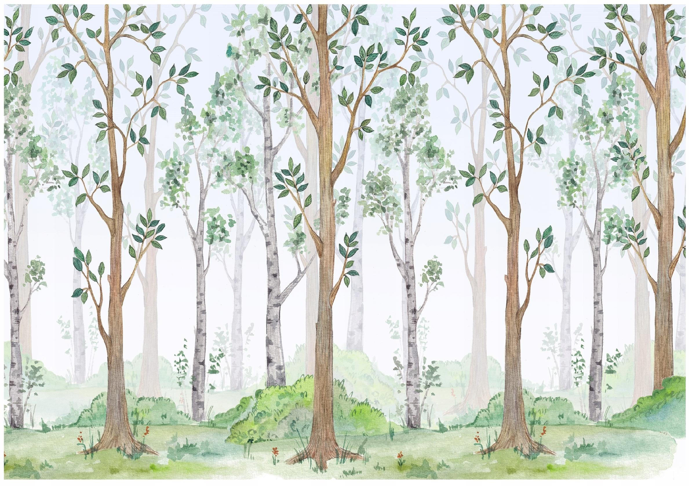 FOTOTAPETE Kinderzimmer Wald Vliestapete Tapete 350x250 - Multicolor, Papier (350/250cm) - Wallarena