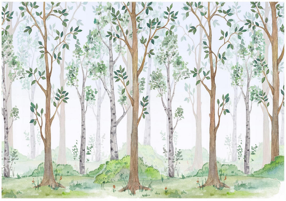 FOTOTAPETE Kinderzimmer Wald Vliestapete Tapete 300x210 - Multicolor, Papier (300/210cm) - Wallarena