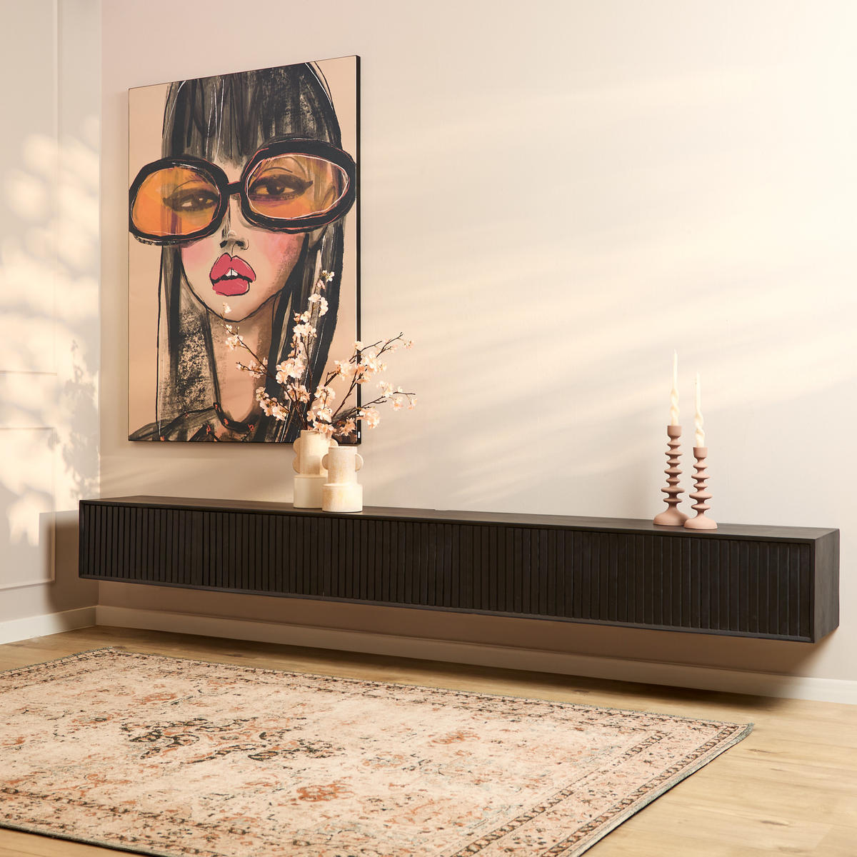 TV-MÖBEL Madison Schwarz 35/280/30 cm - Schwarz, Holz (280/30/35cm) - Starfurn