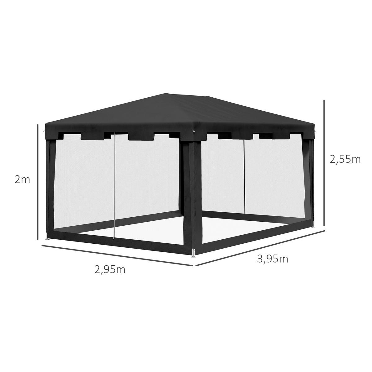 PAVILLON Partyzelt Metall PE Dunkelgrau - Dunkelgrau/Schwarz, Kunststoff/Metall (295/255/395cm) - Outsunny