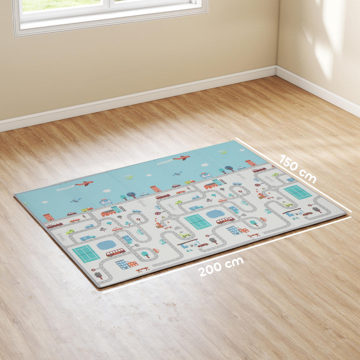 BABY-SPIELMATTE DE-10824 doppelseitig mit Rennwagenmotiven Mehrfarbig - Multicolor, Kunststoff (150/1.5/200cm) - ComfortXL