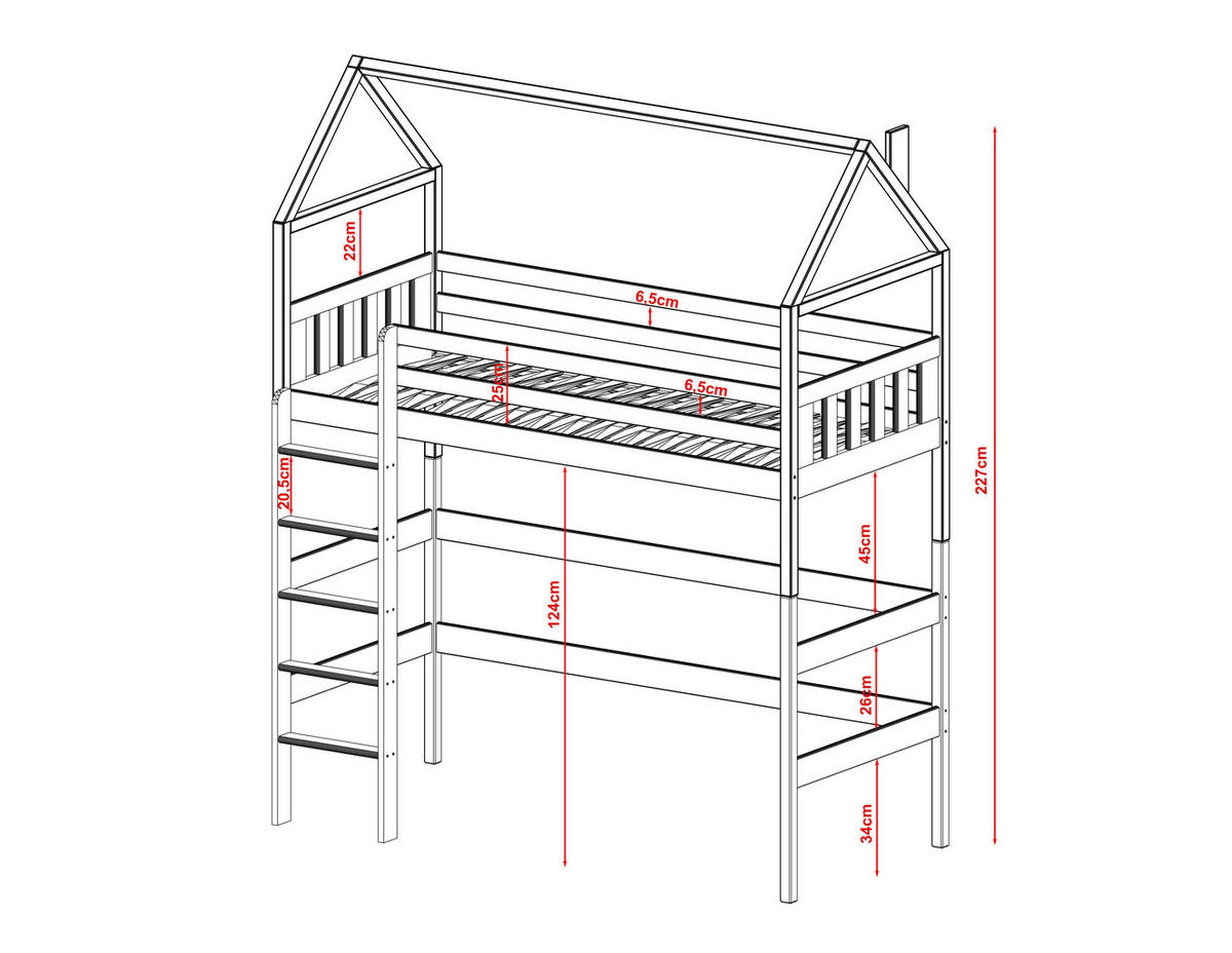 HAUSBETT WEIß - Weiß, Holz (90/200cm) - FURNLUX