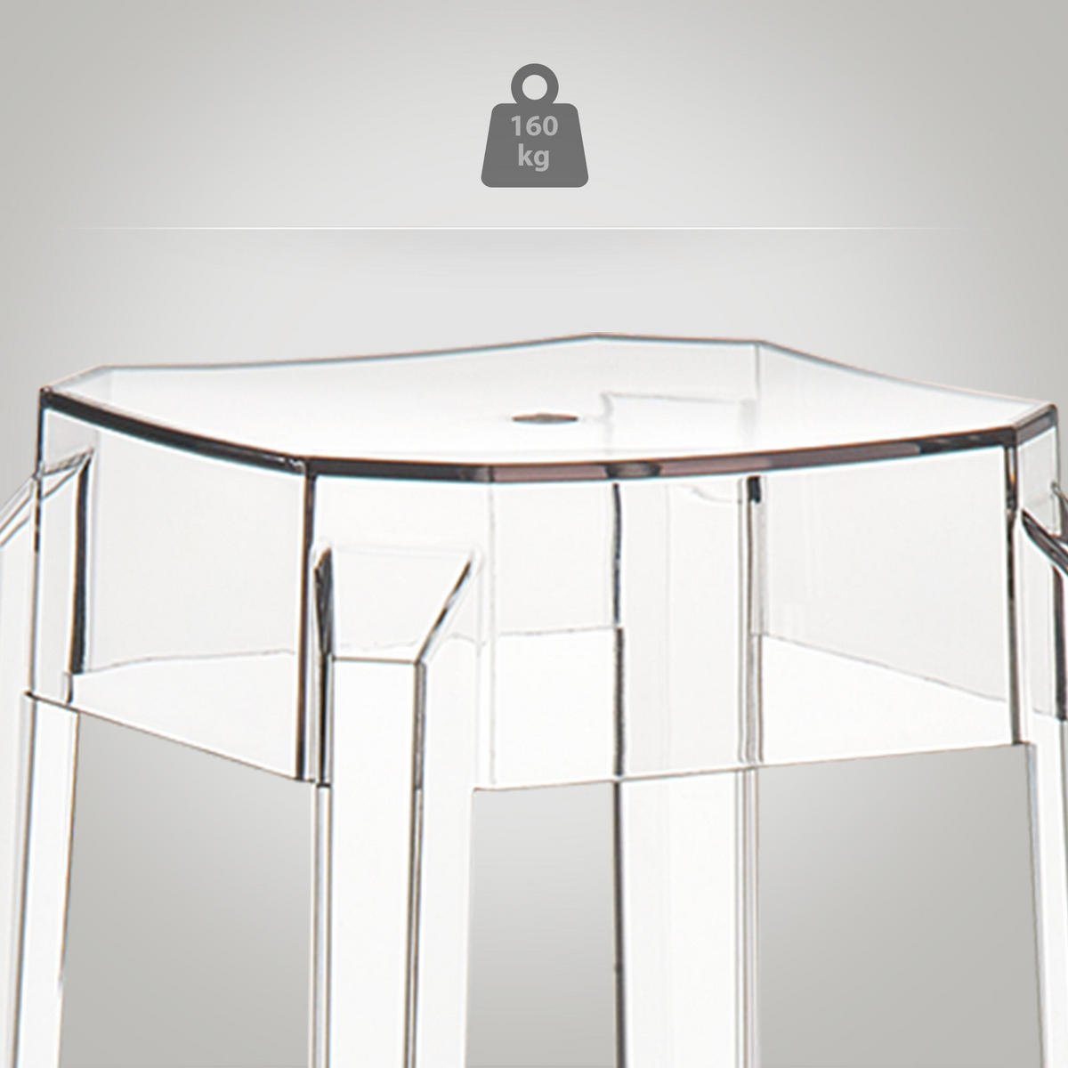 BARHOCKER 2er Set Kunststoff transparent - Eukalyptusholzfarben/Transparent, Kunststoff (36/75/36cm) - CLP