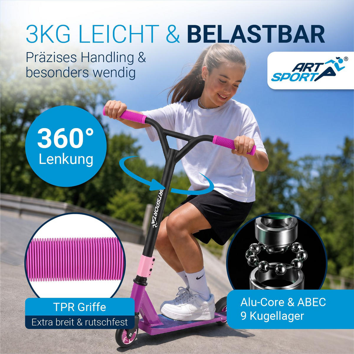STUNTSCOOTER Galactic Cruiser - Rosa, Metall (66/47/84cm) - Artsport