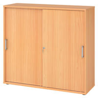 SCHIEBETÜRENSCHRANK - 3 Ordnerhöhen 40/120/110 cm in Buchefarben Chromgriff (Metall) - Buchefarben, Holzwerkstoff (120/110/40cm) - bümö