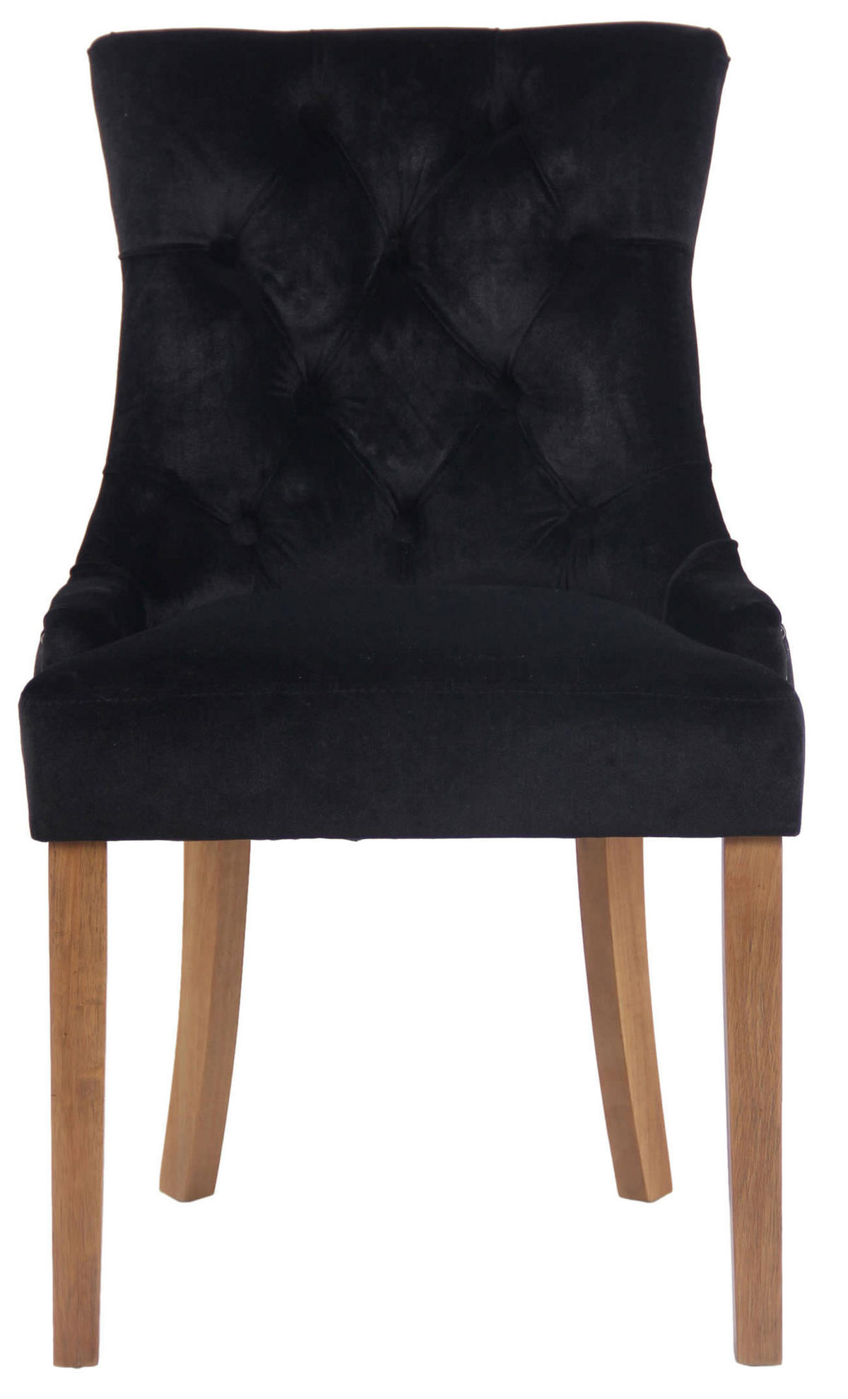 WOHNZIMMERSTUHL 4er Set Samt schwarz - Schwarz/Naturfarben, Holz/Textil (55/92/58cm) - CLP