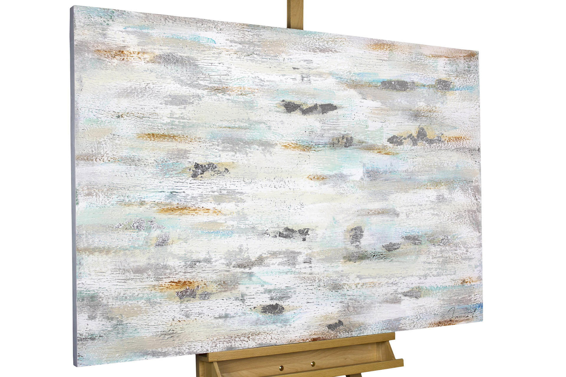 ACRYLBILD HANDGEMALT 120/80 cm - Silberfarben/Grau, Holz/Textil (2/80cm) - KUNSTLOFT