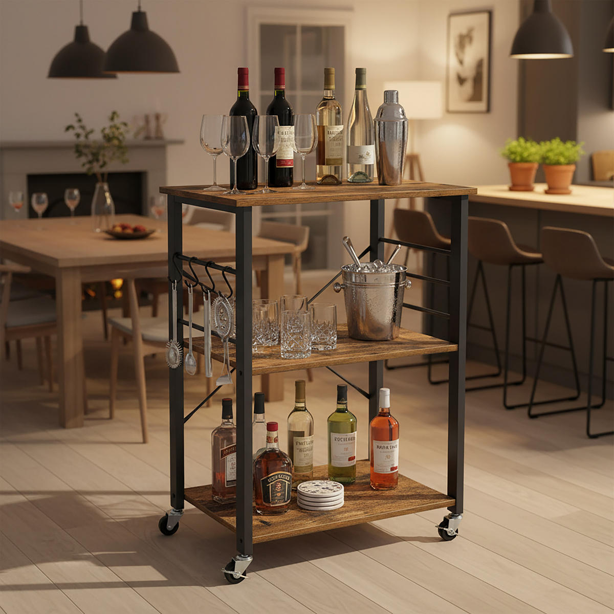 KÜCHENWAGEN - Multicolor, Holzwerkstoff/Metall (60/89/40cm) - Relaxdays