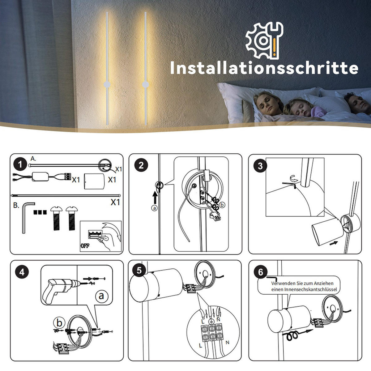 LED - WANDLEUCHTE Meerthion 10.0/6.0/60.0 cm - Weiß, Metall (10/6/60cm) - ZMH