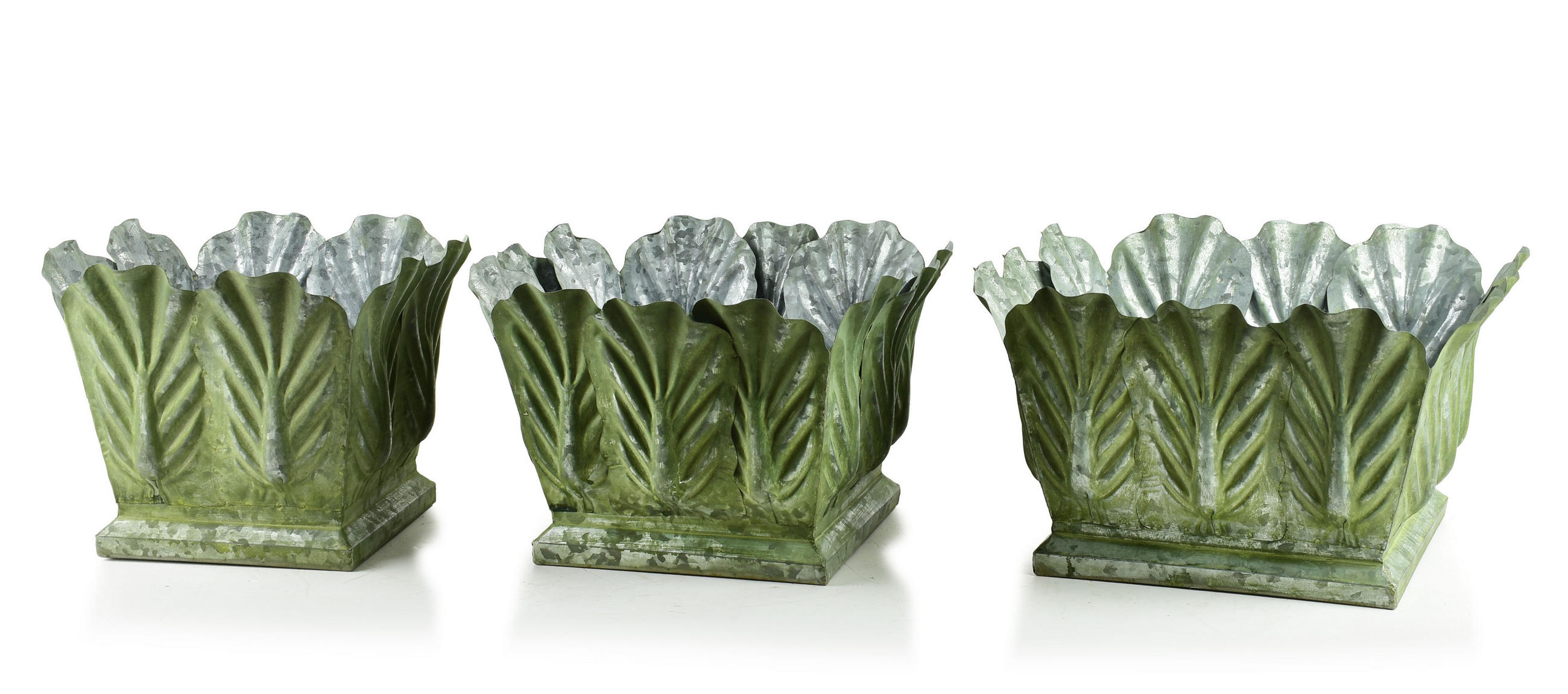 BLUMENTOPF Marina 2er Set Grün 32/32/20 cm Metall - Grün, Metall (32/20/32cm) - Mondex