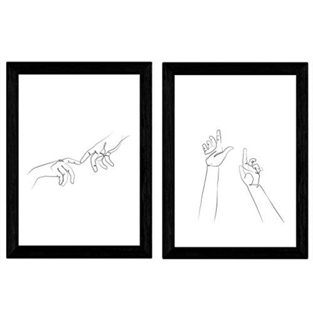 POSTER Set Mit 2 Single-Line Hands Mann & Frau A3 Rahmenlos - Klar, Papier (29.7/5/42cm) - Nacnic