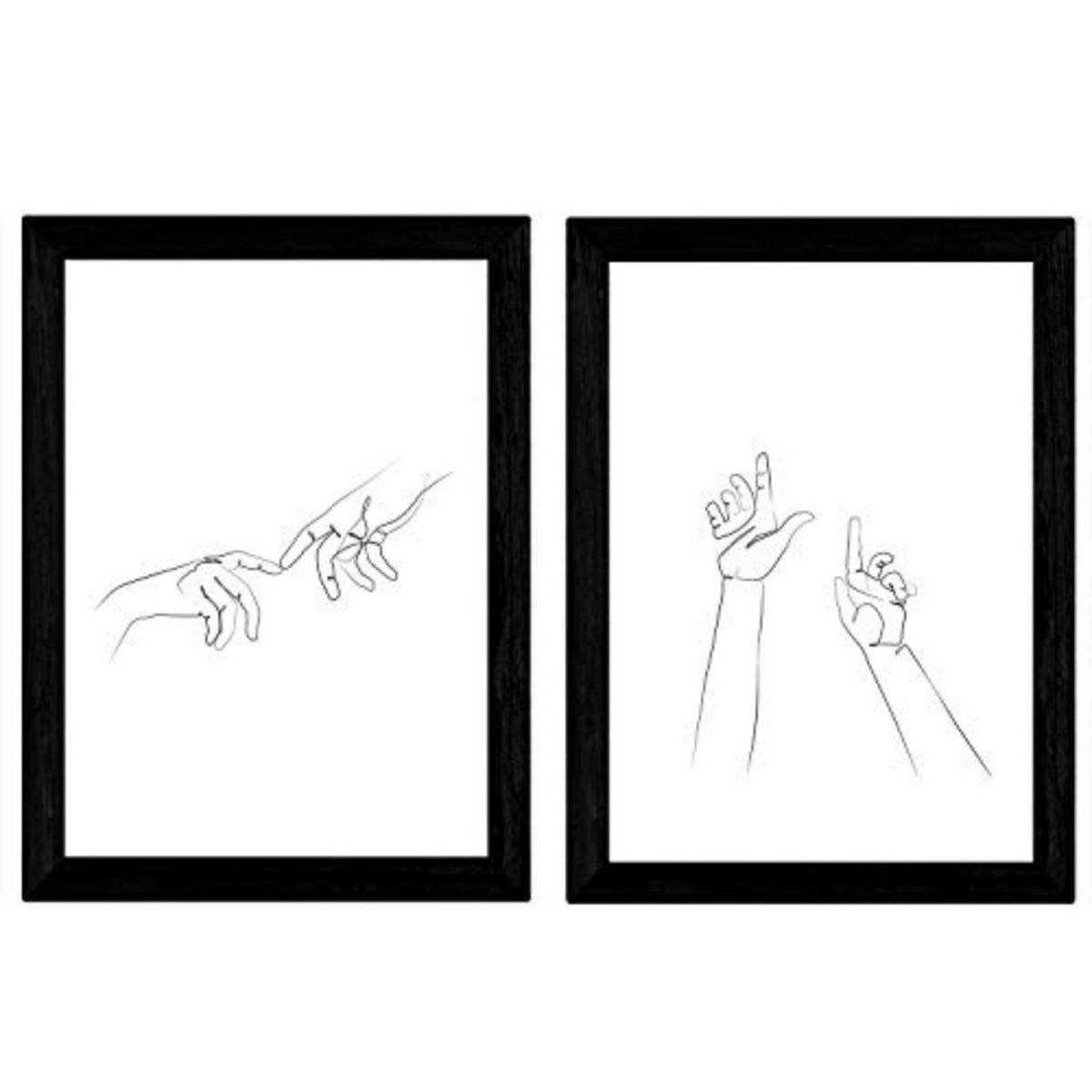 POSTER Set Mit 2 Single-Line Hands Mann & Frau A3 Rahmenlos - Klar, Papier (29.7/5/42cm) - Nacnic