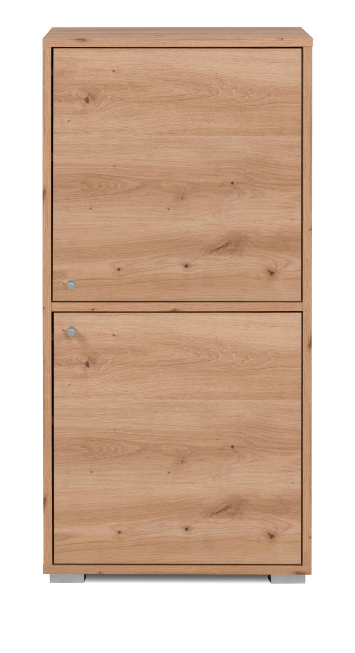 KOMMODE Eiche Artisan 46 x 97 cm, Anrichte mit wechselbarem Türanschlag - Silberfarben/Eiche Artisan, Holzwerkstoff/Kunststoff (46/96.5/33.5cm) - Furn.Design