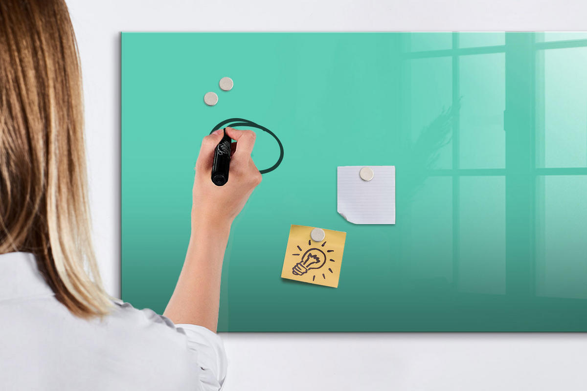 MAGNETTAFEL 120x60 Türkis schwarzer Marker - Türkis, Glas (120/0.4/60cm) - TULUP