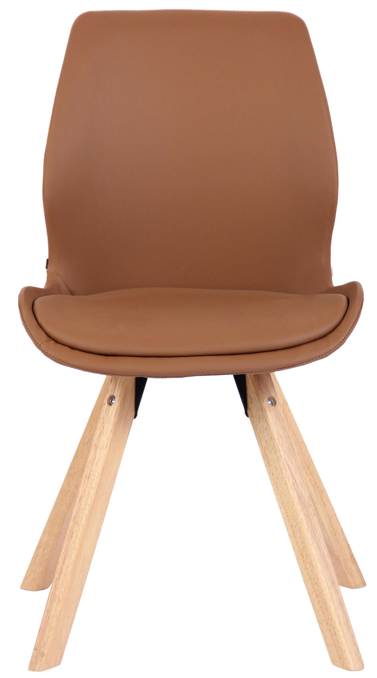 STUHL Lederlook hellbraun - Hellbraun/Eukalyptusholzfarben, Holz/Textil (49/87.5/58cm) - CLP