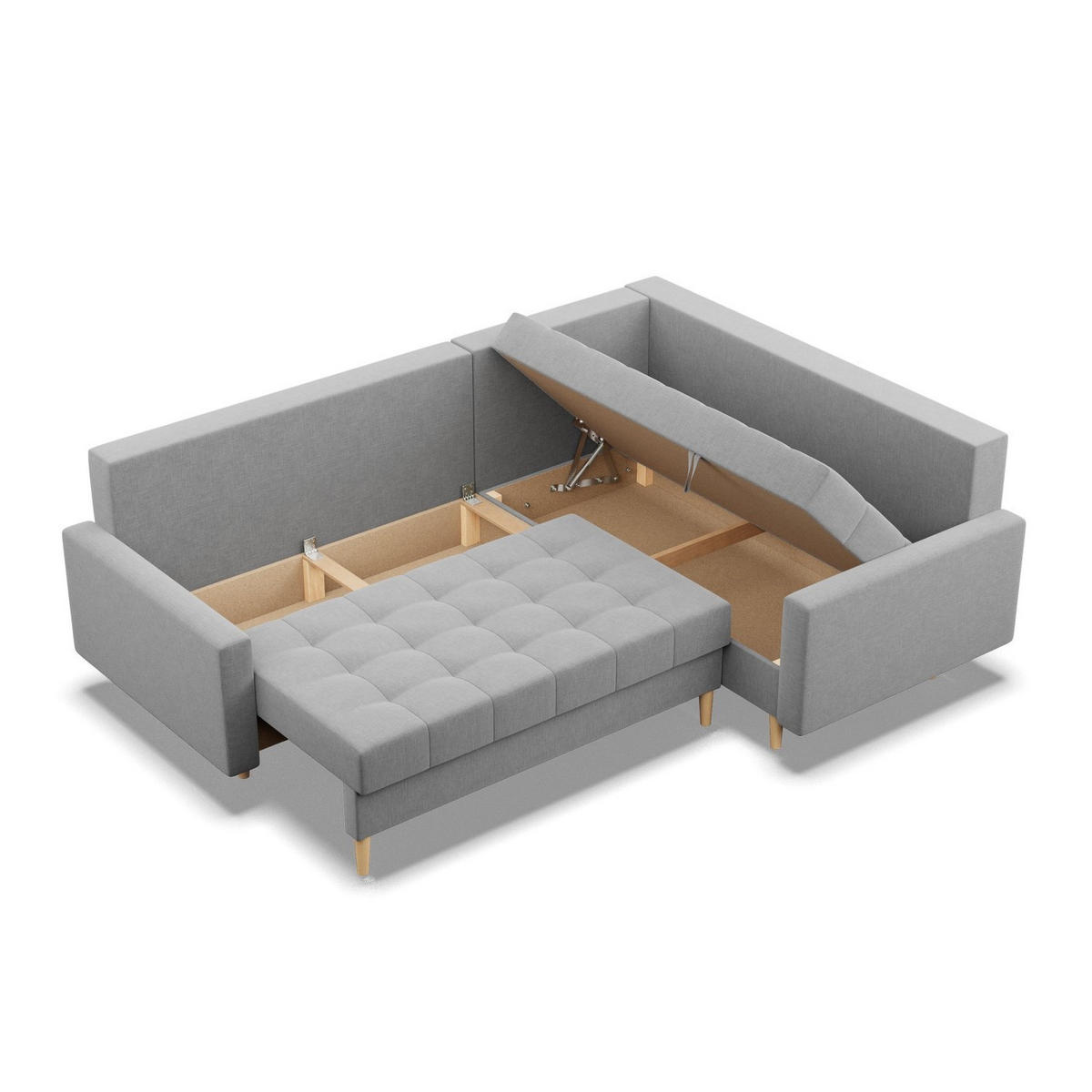 ECKSOFA RECHTS MIT SCHLAFFUNKTION ELMA, Grau - Grau, Textil (223/172cm) - Mebligo