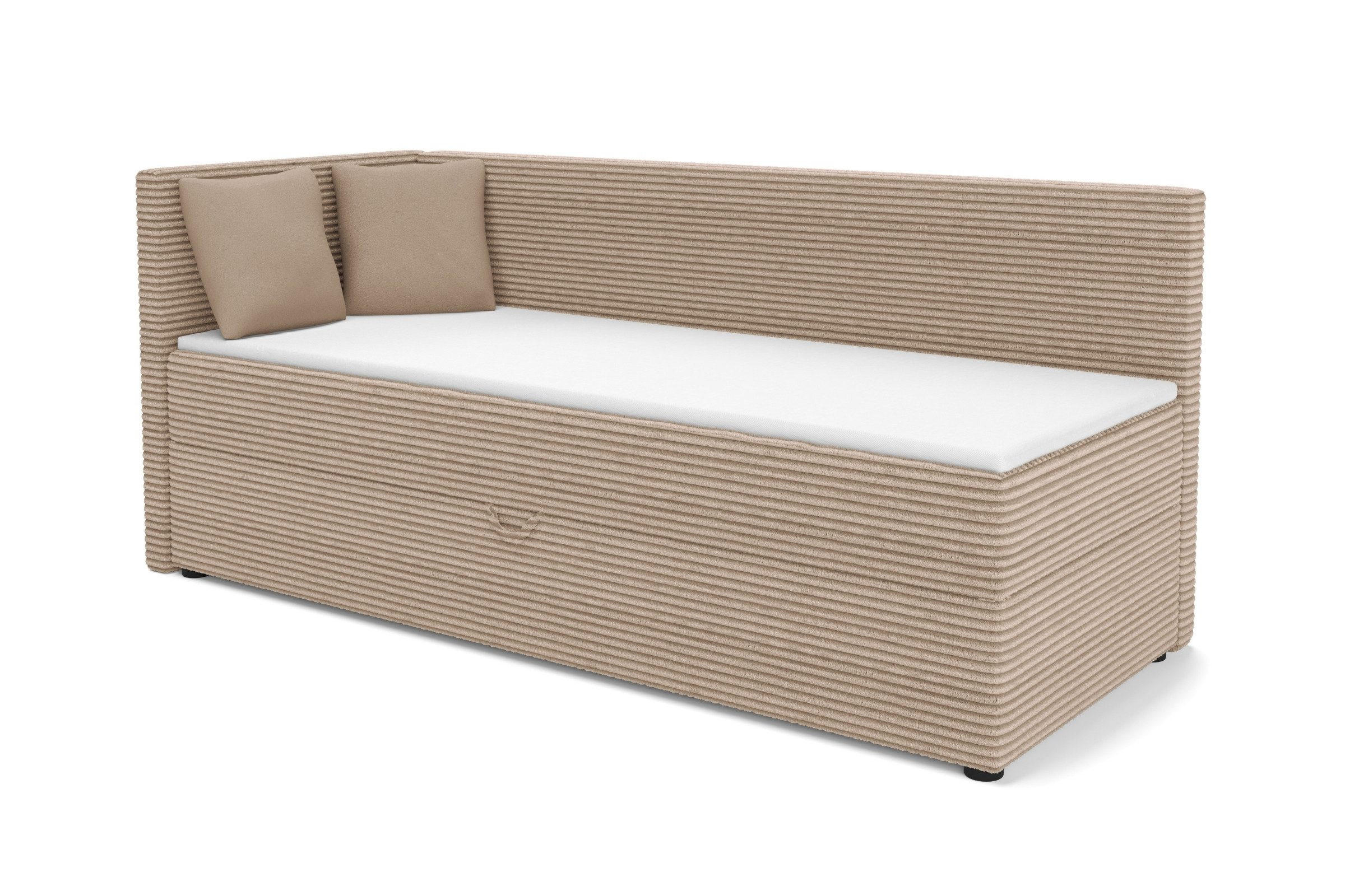BOXBETT ROBERTO 90/200 in Cord Beige H3 links - Beige, Holz/Holzwerkstoff (90/200cm) - Deine Möbel 24