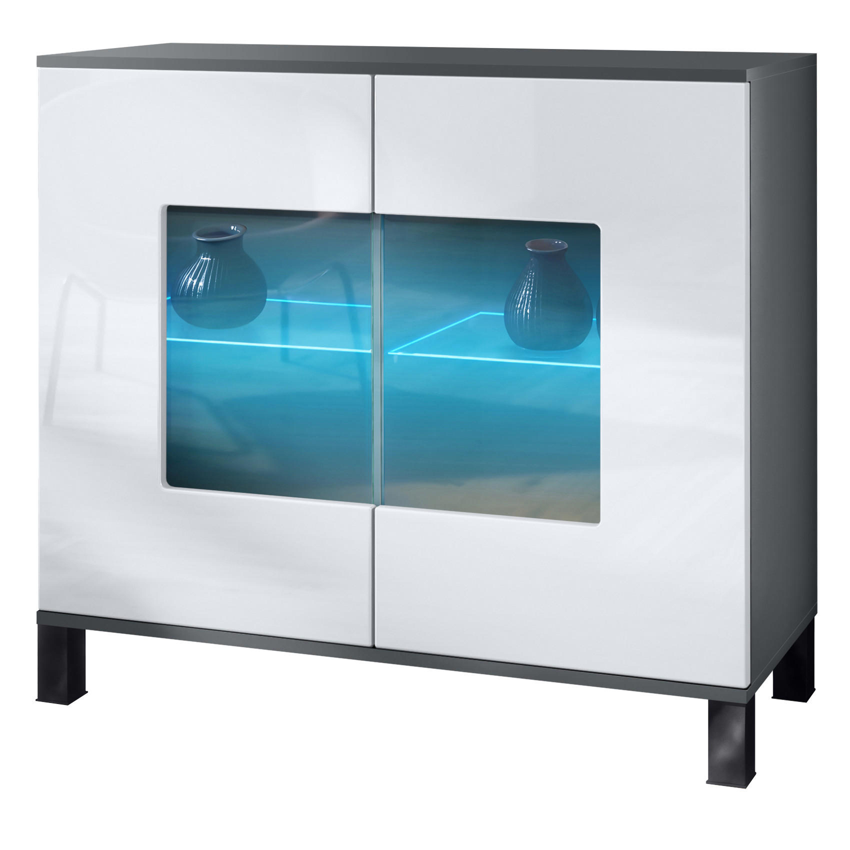 Vladon Kommode Weiß Hochglanz 92.5x84.5x35 cm