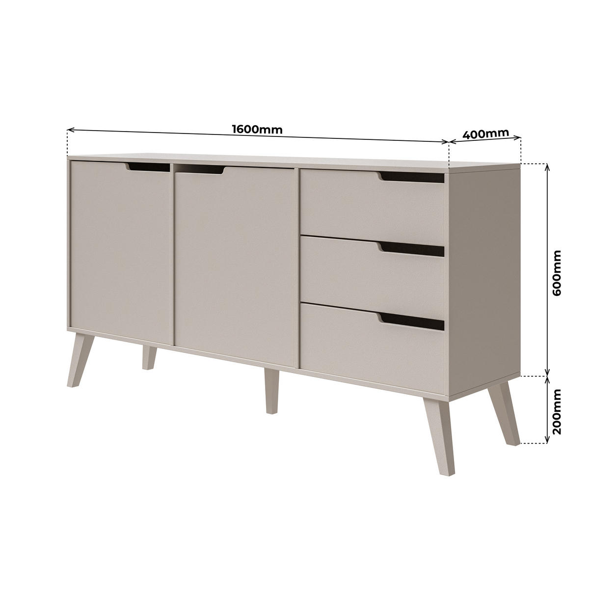 WOHNWAND Norel 2-teilig Kommode 160 cm + TV-Schrank 180 cm, Kaschmir - Kaschmir, Holzwerkstoff (180/55/40cm) - Beautysofa