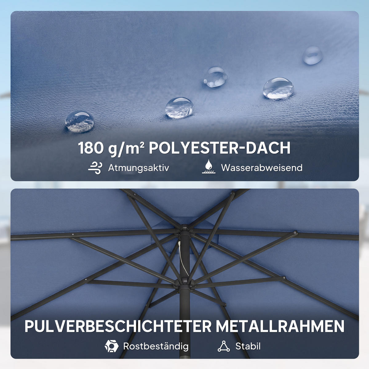 SONNENSCHIRM Metall Polyester Blau - Blau, Textil (295/295cm) - Outsunny