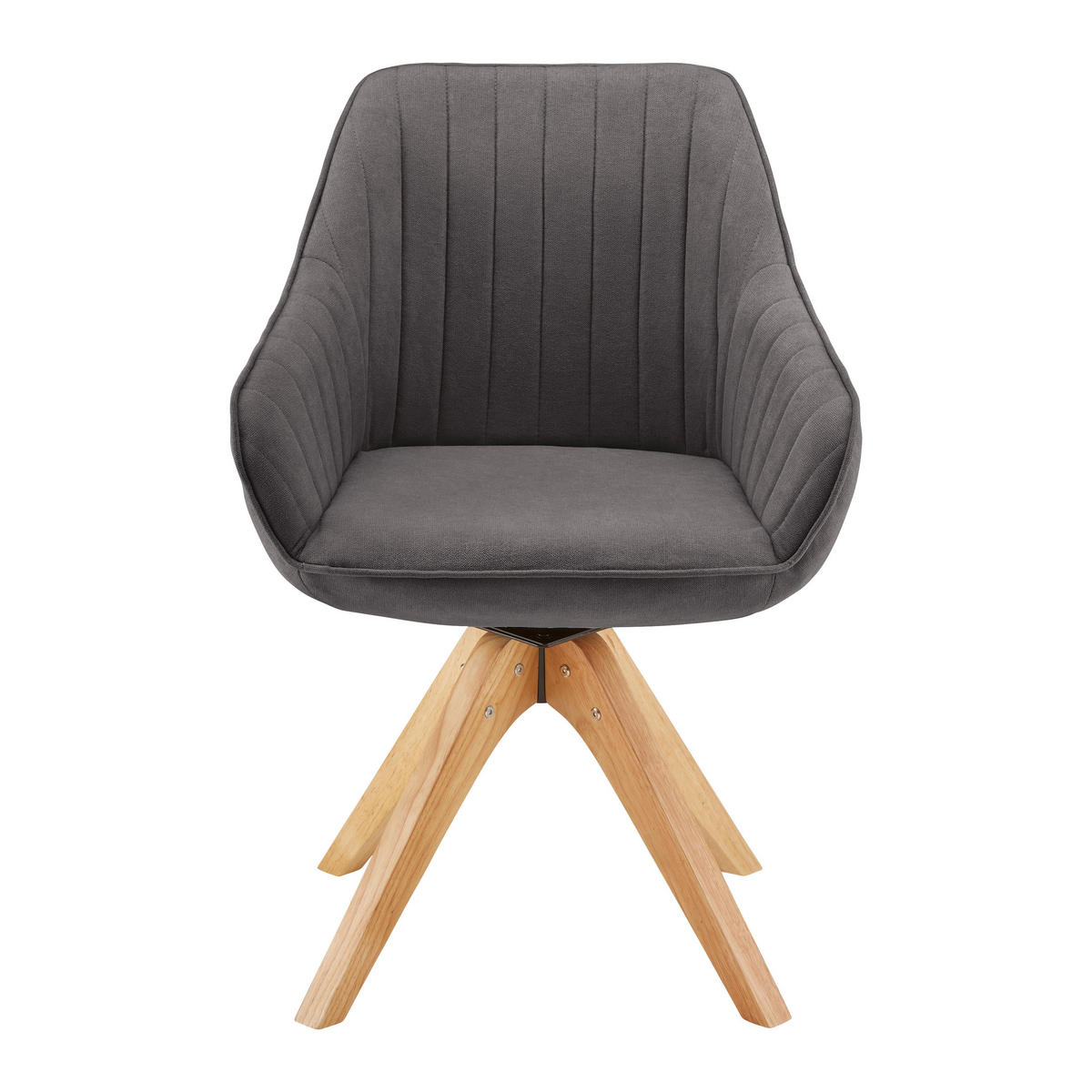 ARMLEHNSTUHL Leonie Grau Webstoff Drehbar Gepolstert - Grau, Holz (60/84/61cm) - Bessagi Home