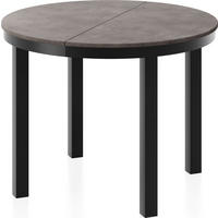 ESSTISCH Corin Schwarz runder ausziehbarer, Dunkelgrauer Beton 100-176/100/76 cm - Dunkelgrau/Schwarz, Holzwerkstoff/Metall (100/100/76cm) - WFL GROUP
