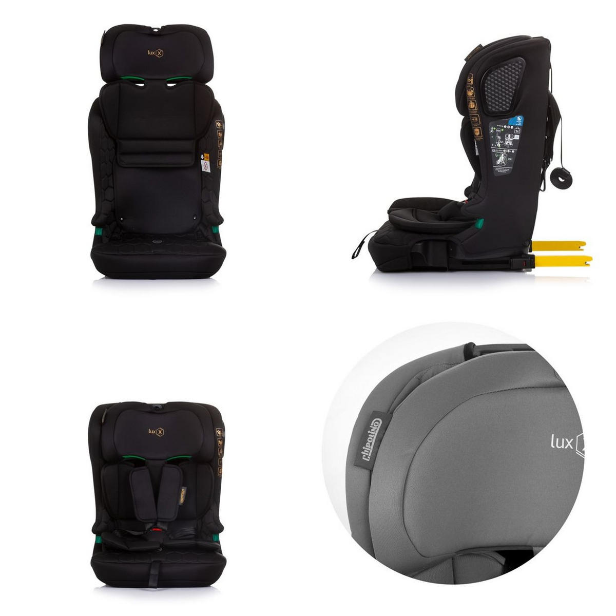 KINDERSITZ i-Size LUX X (76-150cm) schwarz Gruppe 1/2/3, Isofix, Top Tether - Schwarz, Kunststoff (42/60/42cm) - Chipolino