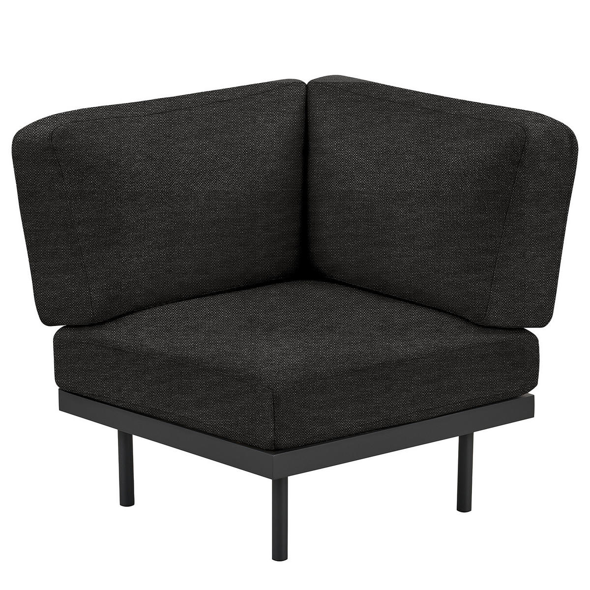 OUTDOOR-ECKELEMENT - Schwarz, Textil/Metall (84/83/84cm) - home24