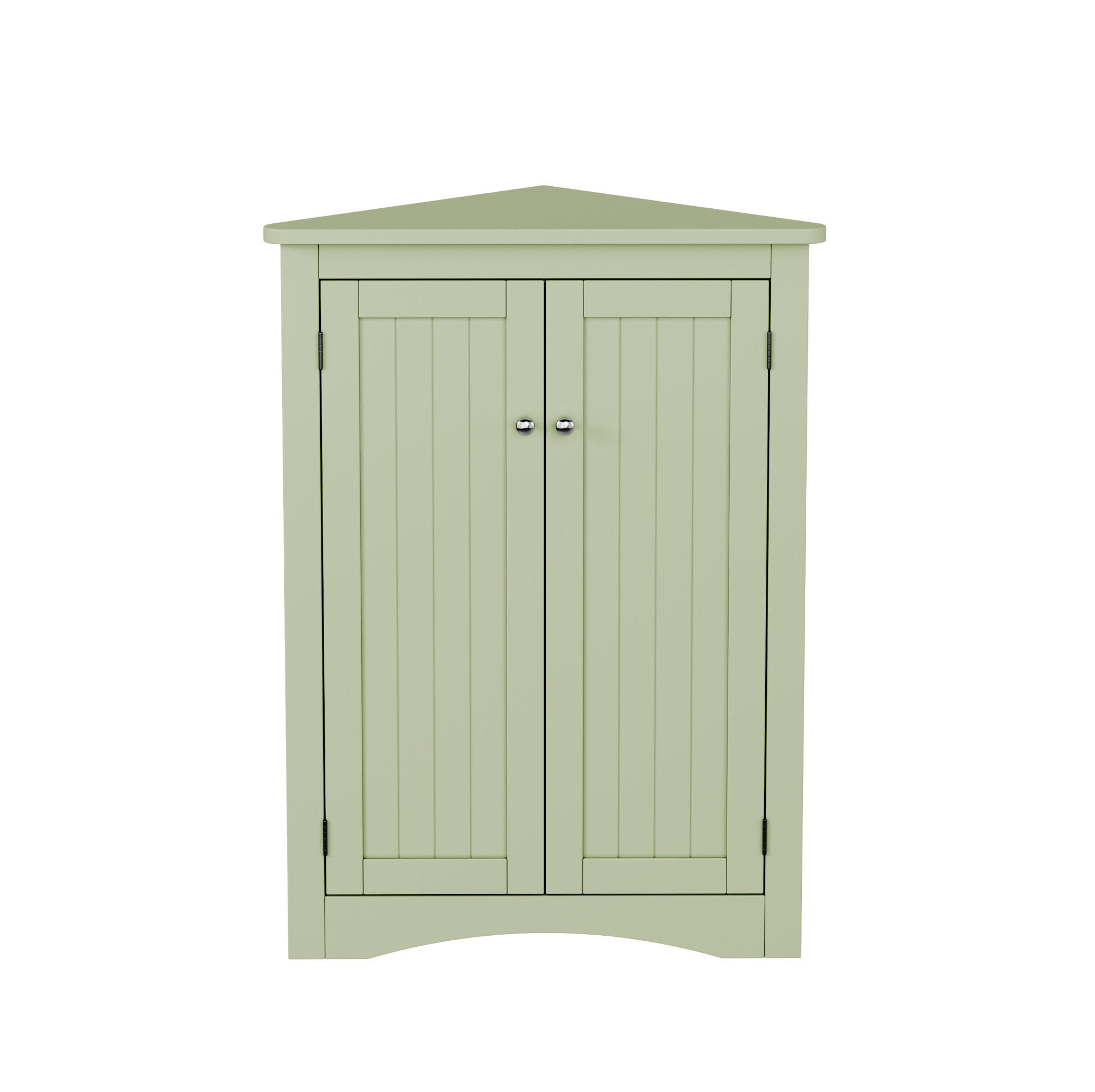 ECKSCHRANK 61.5x34.5x90cm in Grün mit 2 Einlegeböden, Kippschutz & Dreieckdesign - Grün, Holzwerkstoff (34.5/90/61.5cm) - Modfu