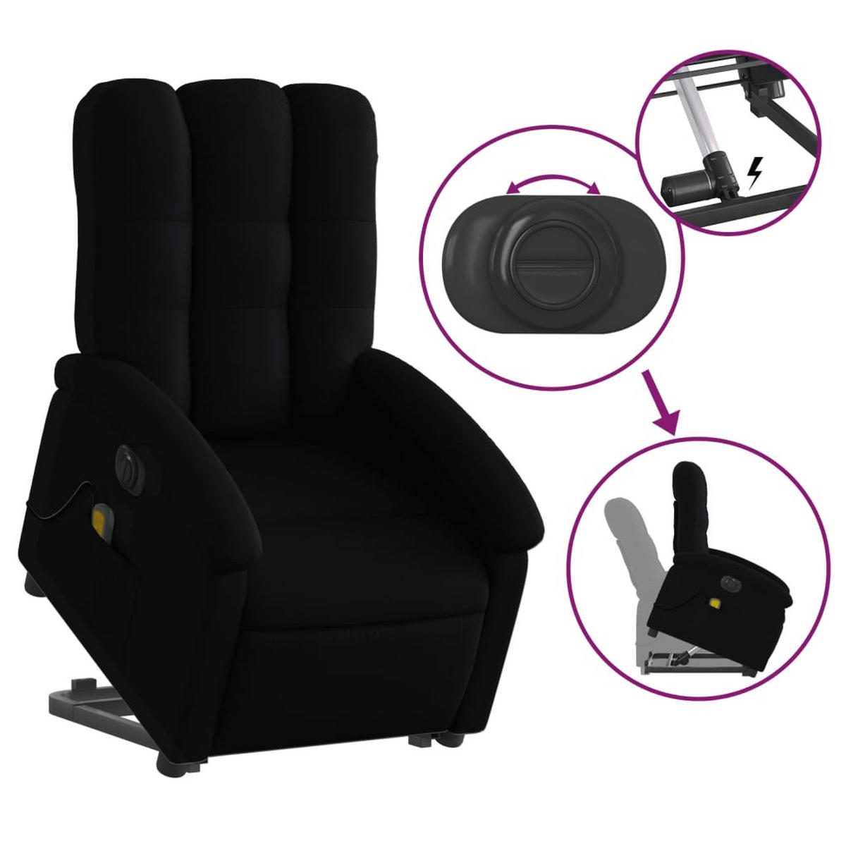 MASSAGESESSEL Luce - Schwarz, Metall (70/101/93cm) - Nettlife
