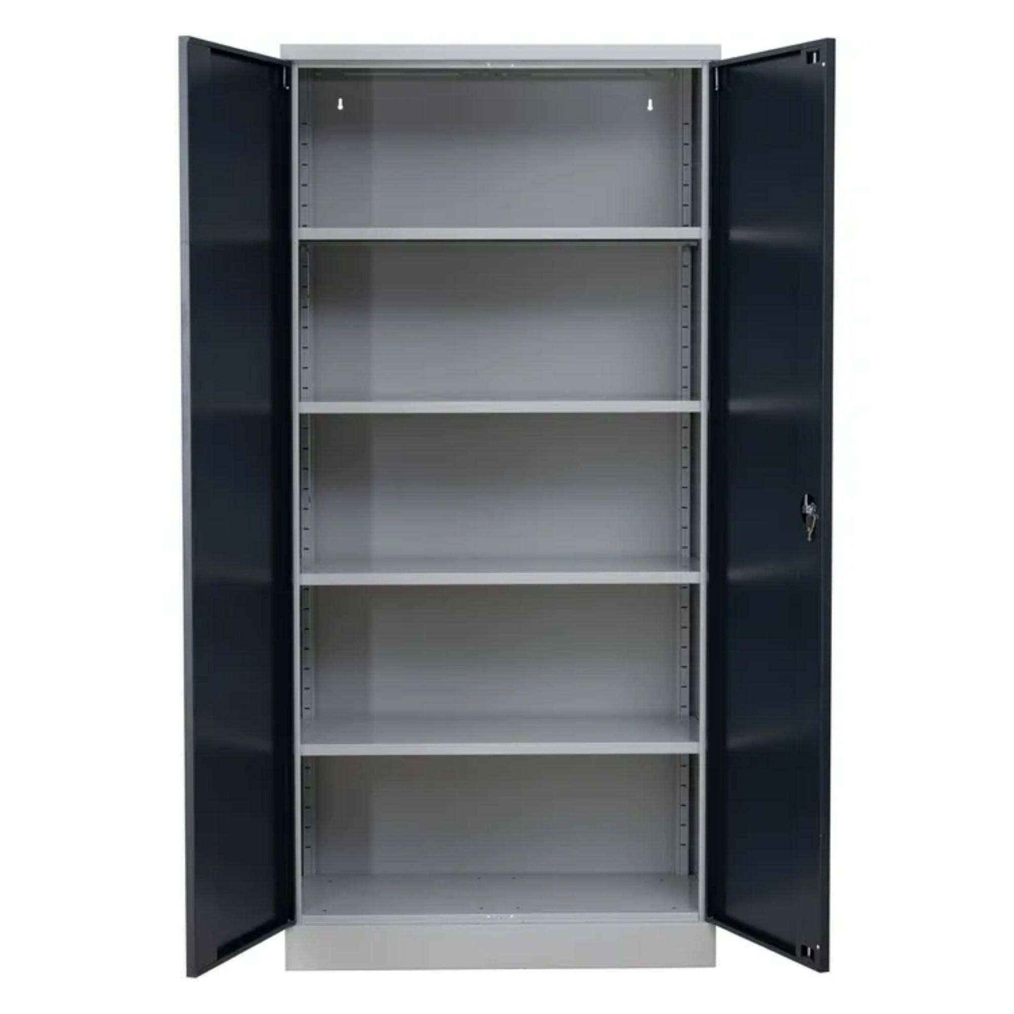 STAHLSCHRANK Bee mit 9 verzinkten Fachböden 195x92x42 cm Korpusfarbe Lichtgrau Frontfarbe Anthrazit - Anthrazit, Metall (92/195/42cm)