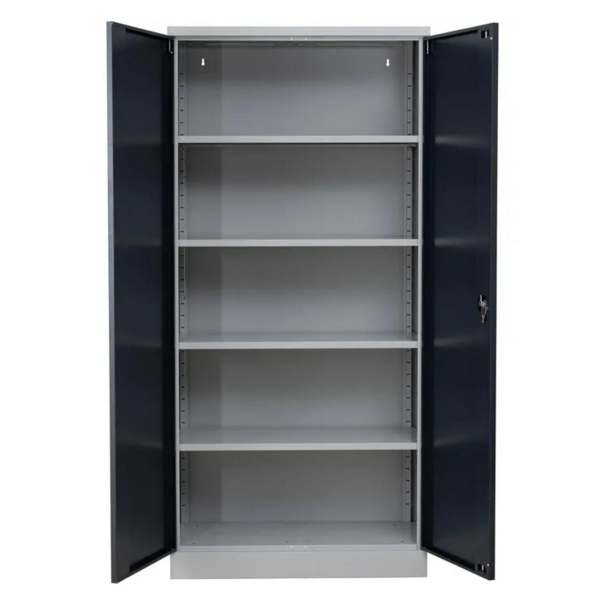 STAHLSCHRANK Bee mit 6 verzinkten Fachböden 195x92x42 cm Korpusfarbe Lichtgrau Frontfarbe Anthrazit - Anthrazit, Metall (92/195/42cm)