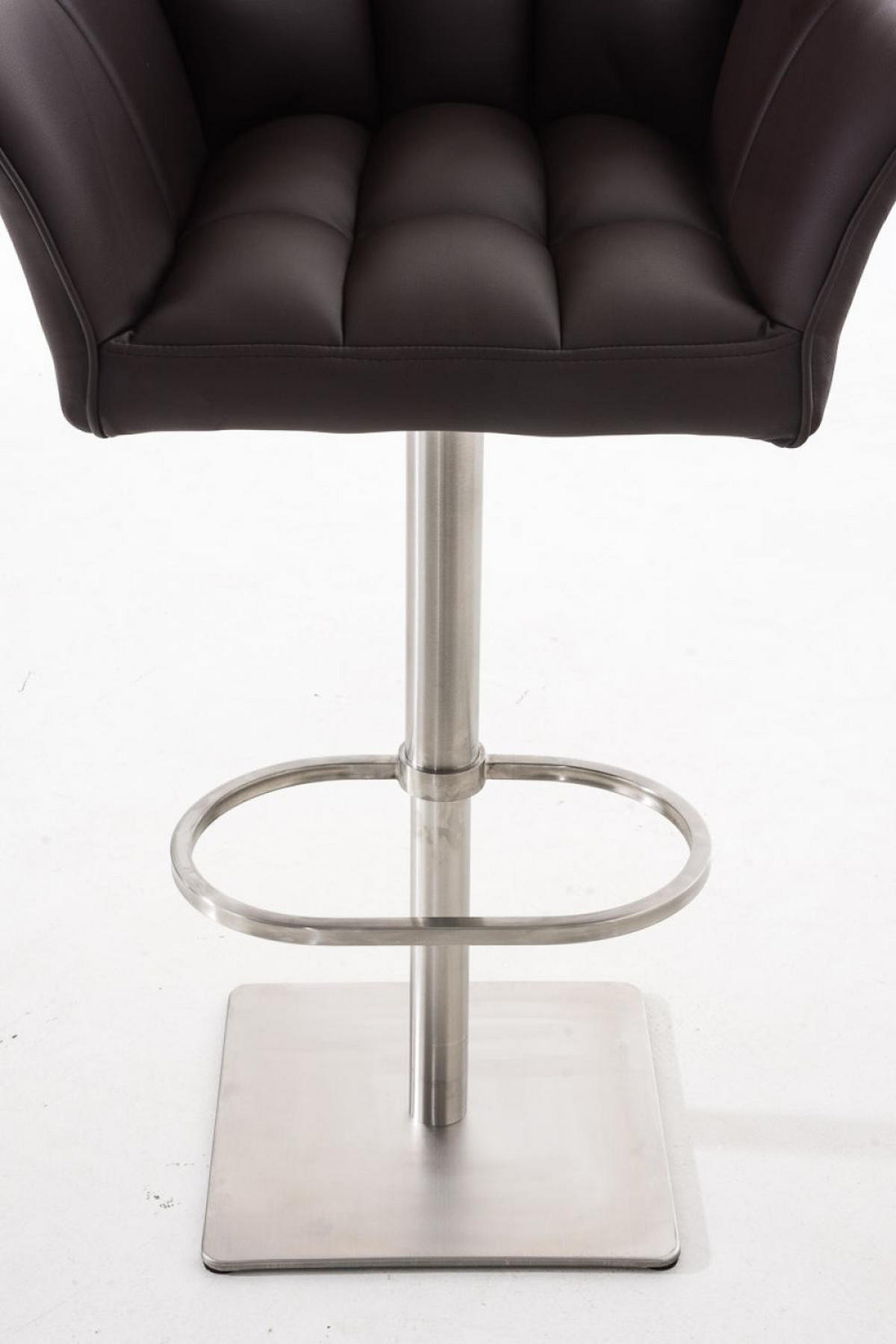 BARHOCKER 2er Set Lederlook Braun - Edelstahlfarben/Braun, Textil/Metall (64/88/45cm) - CLP