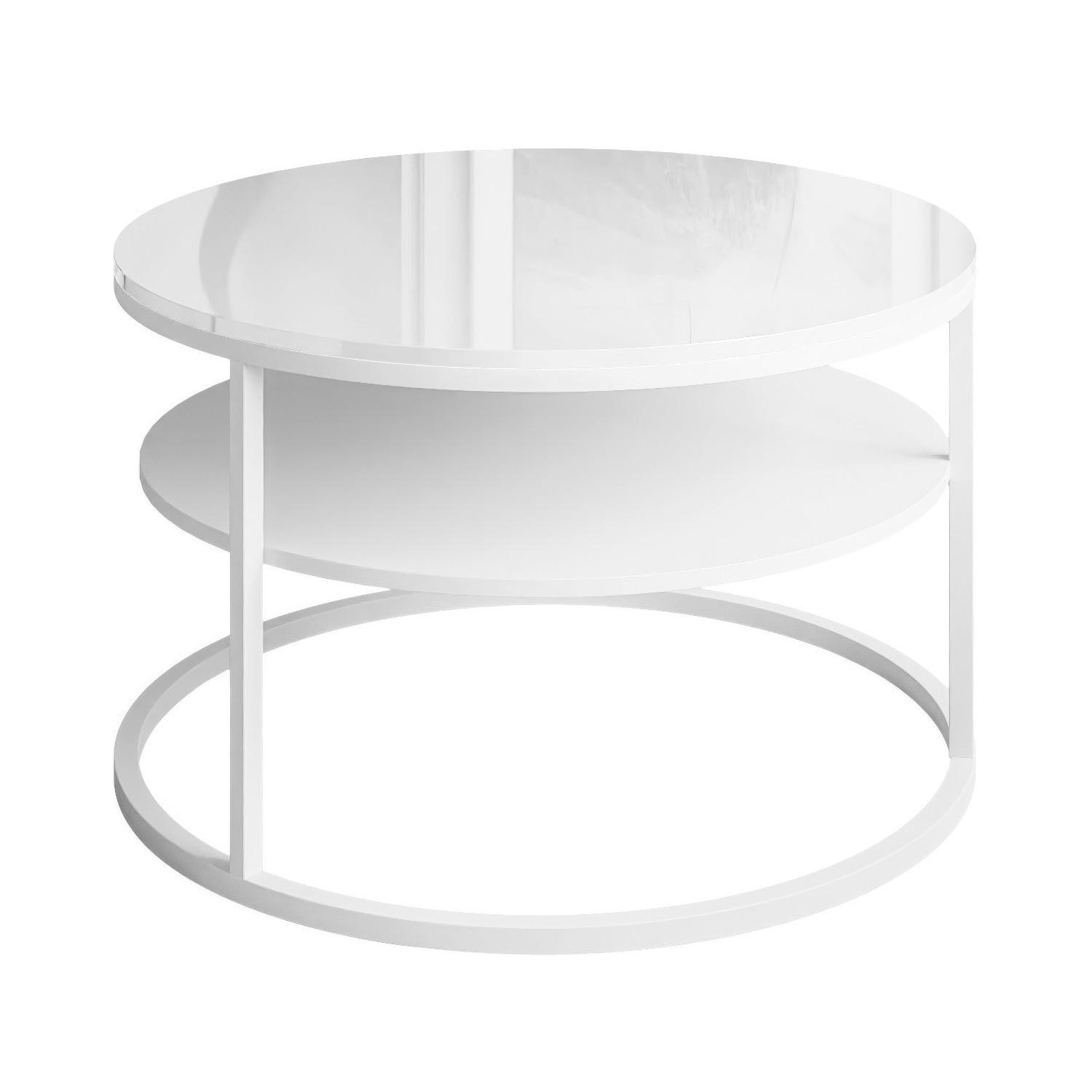 COUCHTISCH CIRI mit Regal Hochglanz - Weiß, Holzwerkstoff (70/70/48.6cm) - Lookway