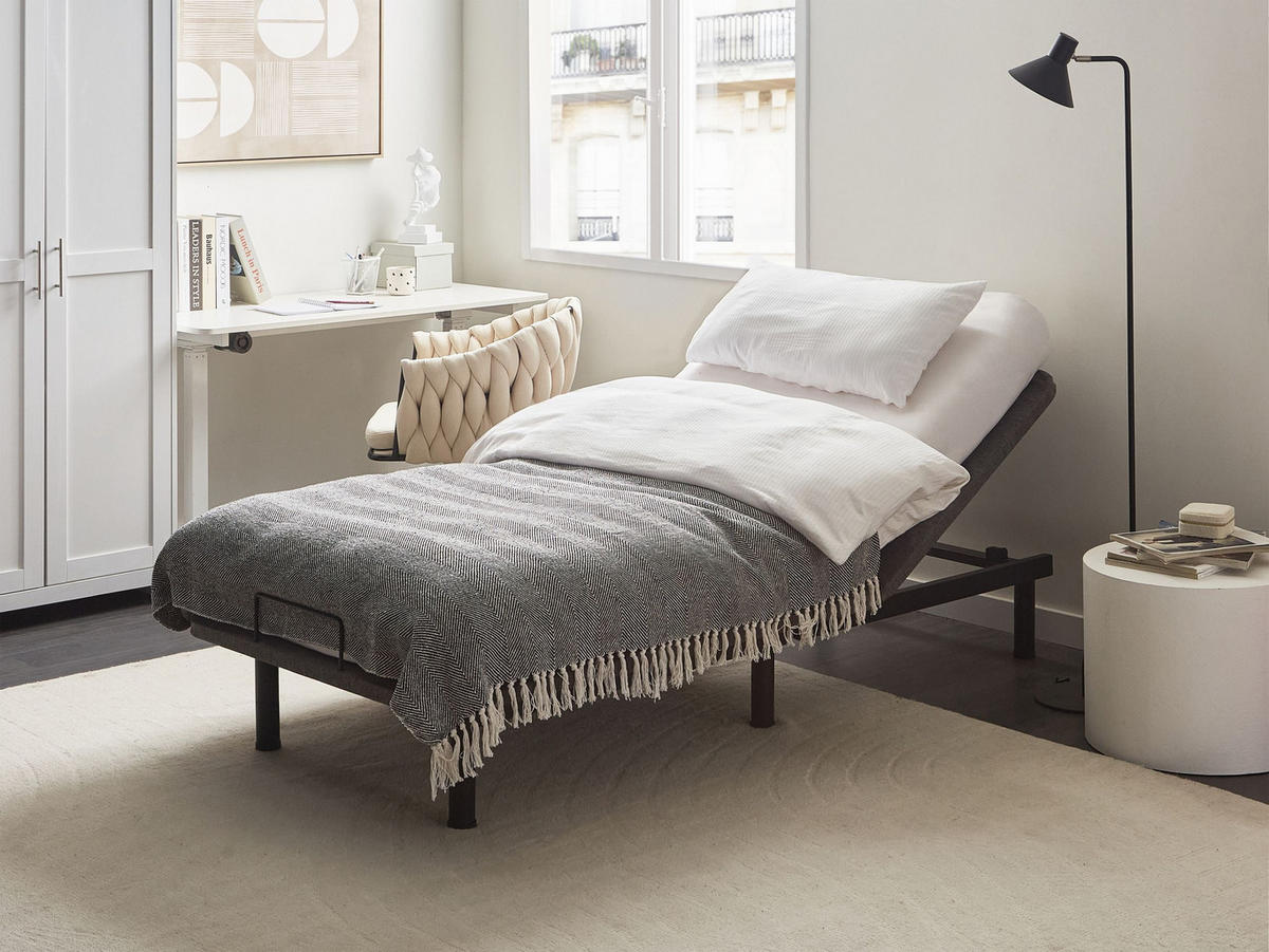 LATTENROST elektrisch verstellbar BRUNOY 80 x 200 cm Grau - Schwarz/Grau, Metall (80/200cm) - Beliani