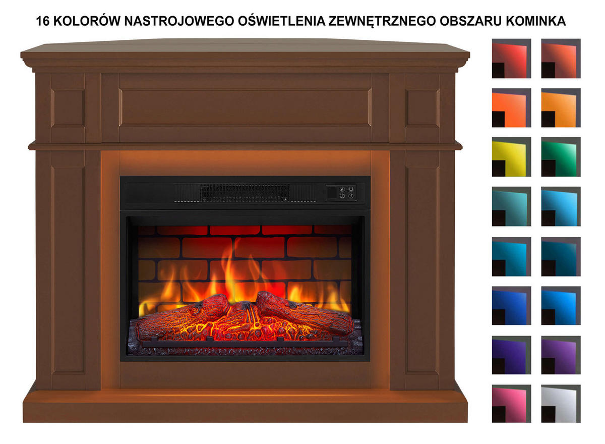 ELEKTROKAMIN Linz AF23BS braun, universal 2in1, mit LED-Beleuchtung - Braun, Glas/Holzwerkstoff (104/87/64cm) - ArtiFlame