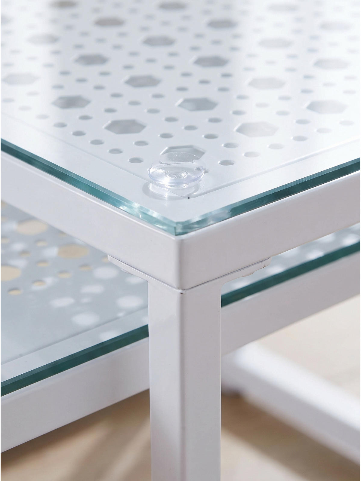 SOFATISCHE 2er-Set ALCUDIA, Einscheibensicherheitsglas, Weiß, 100 x 40 x 35 cm - Weiß, Glas/Metall (40/100/35cm) - KADIMA DESIGN
