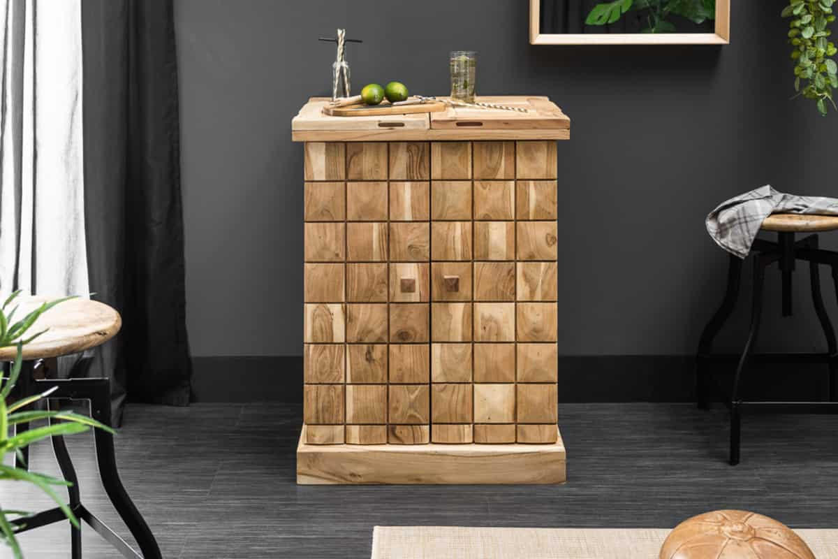 BARSCHRANK MOSAICO Akazie 130cm - Braun, Holz (65/90/50cm) - riess-ambiente