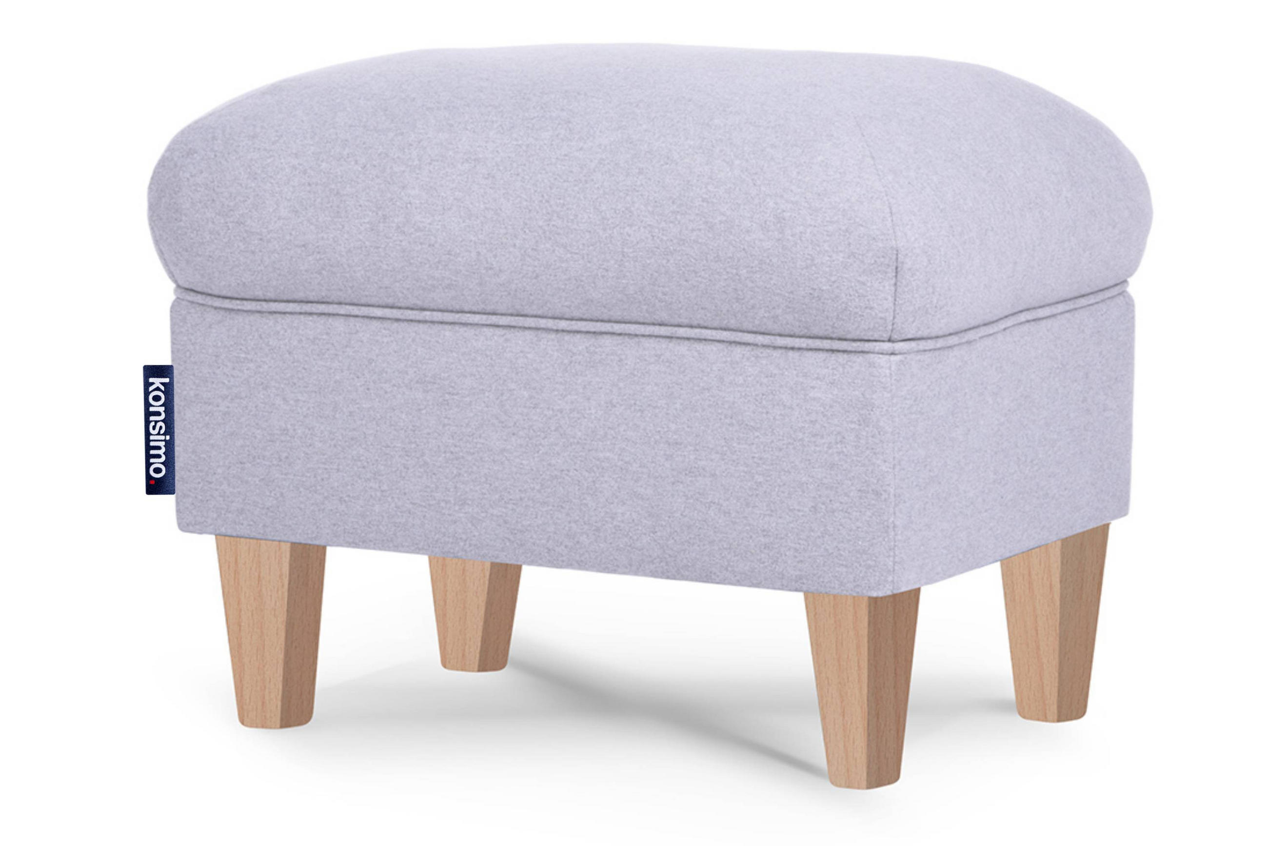 SITZHOCKER MILES Pouffe zeitloses Design und pflegeleichter Stoff, hellgrau - Buchefarben/Hellgrau, Holzwerkstoff/Buchenholz (55/42/40cm) - KONSIMO®