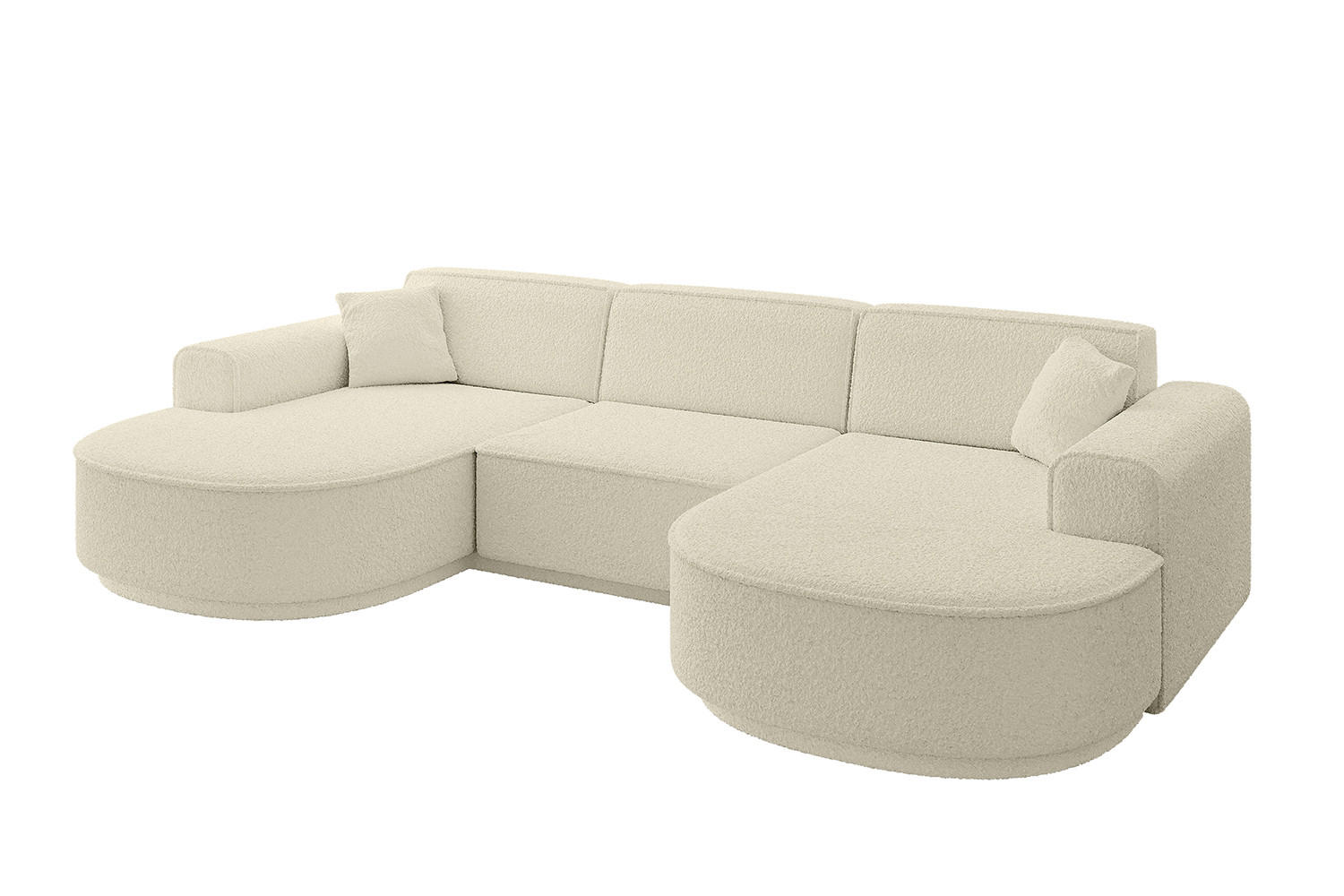 WOHNLANDSCHAFT MARI-U1 - 295x163x81 cm Beige Bouclé - Beige/Schwarz, Holzwerkstoff/Kunststoff (295/81/163cm) - ALTDECOR