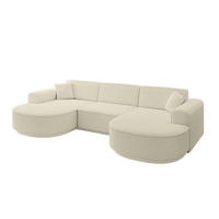 WOHNLANDSCHAFT MARI-U1-v3 - 303x171x83 cm Beige Bouclé - Beige/Schwarz, Holzwerkstoff/Kunststoff (303/83/171cm) - ALTDECOR