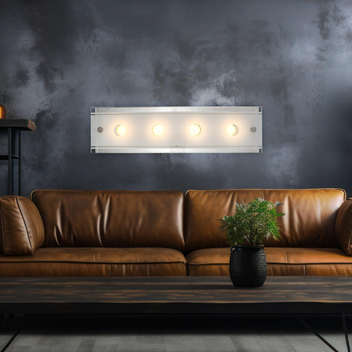 LED WANDLEUCHTE KADIRA Silber Glas satiniert - Silberfarben, Glas (9/6.5/33cm) - Globo Lighting