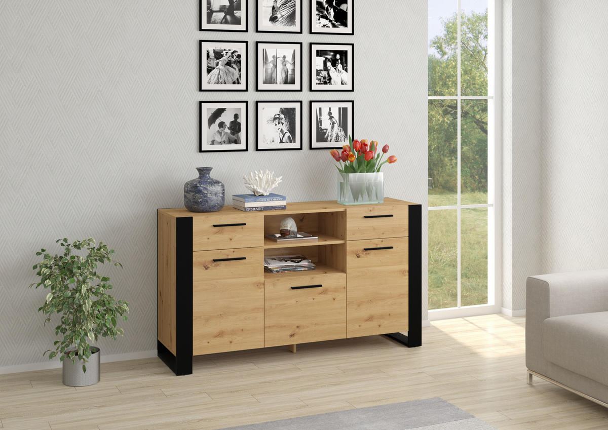 KOMMODE Artisann 155/87/45 - Eiche Artisan, Holzwerkstoff (155/87/45cm) - RAUMHIRSCH FURNITURE