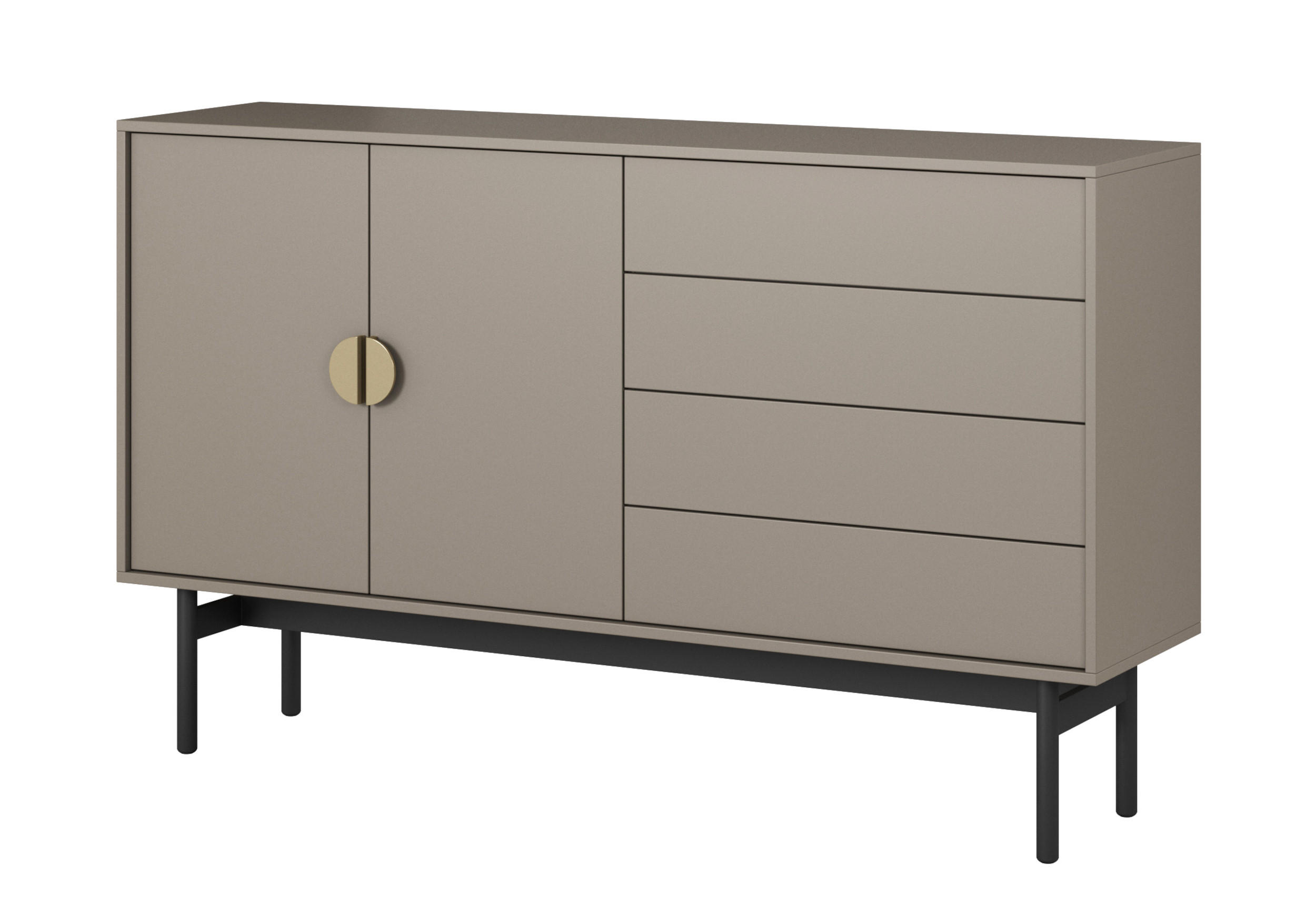 SIDEBOARD Stoon Steingrau 154 cm - Beige/Goldfarben, Holzwerkstoff/Metall (154/93/38cm) - Selsey