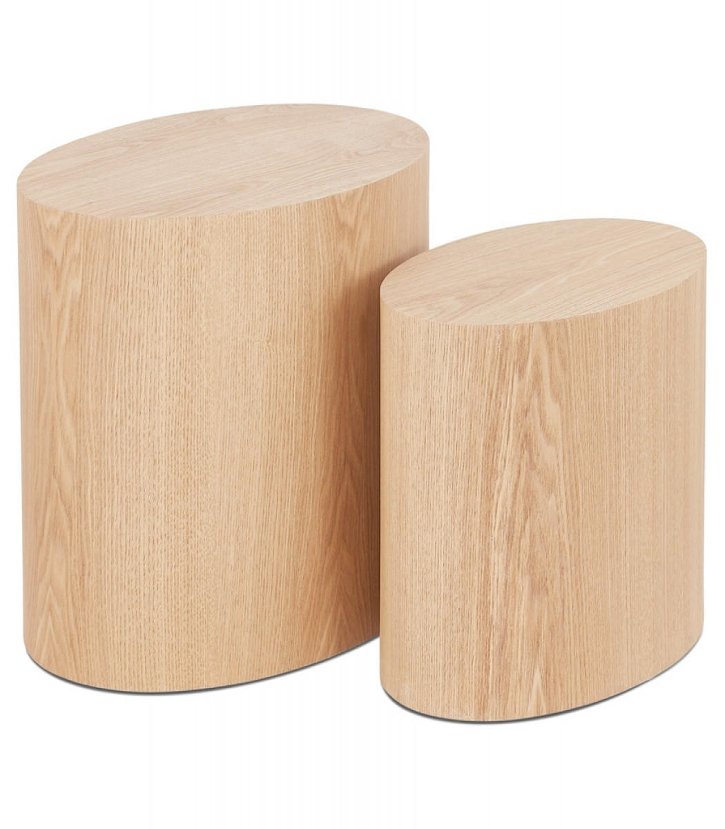 BEISTELLTISCH 2er Set Massivholz SOKLE, Beige 48x33x40 cm - Beige/Eschefarben, Holz (33/48/48cm) - KADIMA DESIGN